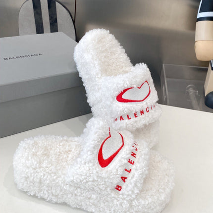 BALENCIAGA 25S SLIPPERS IN WHITE WOOL