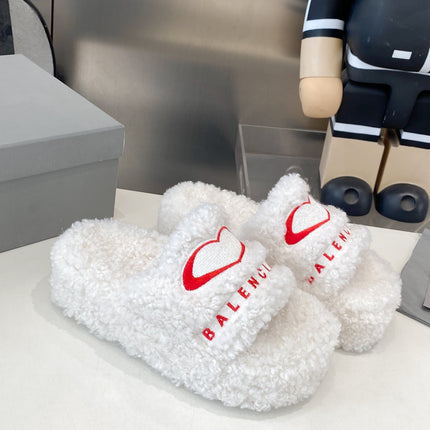 BALENCIAGA 25S SLIPPERS IN WHITE WOOL