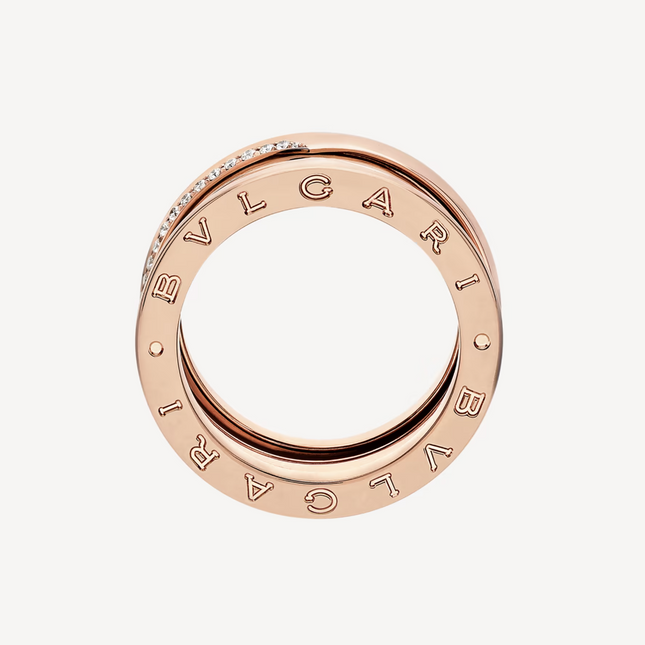 ZERO 1 THREE-BAND WITH DEMI-PAVED DIAMONDS ON THE EDGES RING