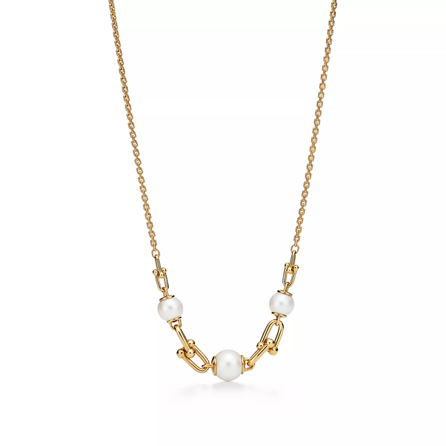 LINK NECKLACE GOLD WITH FRESHWATER PEARLS