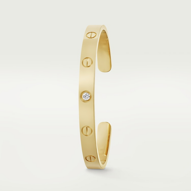 LOVE BRACELET 6.1MM OPEN CUFF 1 DIAMOND GOLD