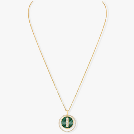 LUCKY MOVE 3 DIAMOND MALACHITE GOLD DIAMOND NECKLACE