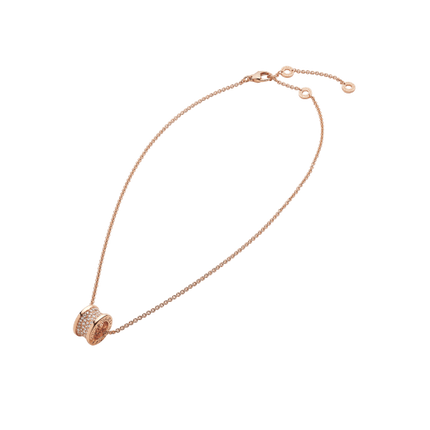 ZERO 1 PINK GOLD PENDANT NECKLACE WITH PAVED DIAMONDS