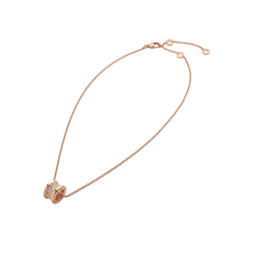 ZERO 1 PINK GOLD PENDANT NECKLACE WITH PAVED DIAMONDS