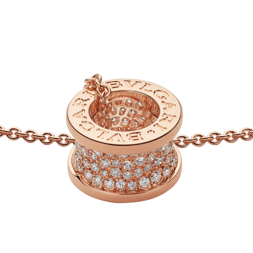 ZERO 1 PINK GOLD PENDANT NECKLACE WITH PAVED DIAMONDS