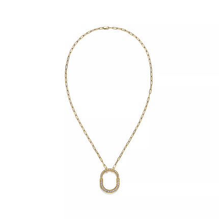 LOCK NECKLACE MEDIUM PENDANT GOLD PAVED DIAMONDS