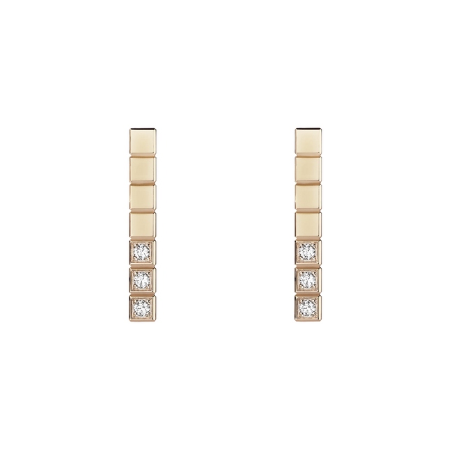 ICE CUBE PINK GOLD DIAMONDS EARRINGS