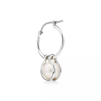 PEARL HOOP SILVER EARRINGS