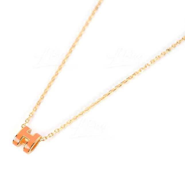 POP H NECKLACE ORANGE PENDANT GOLD HARDWARE