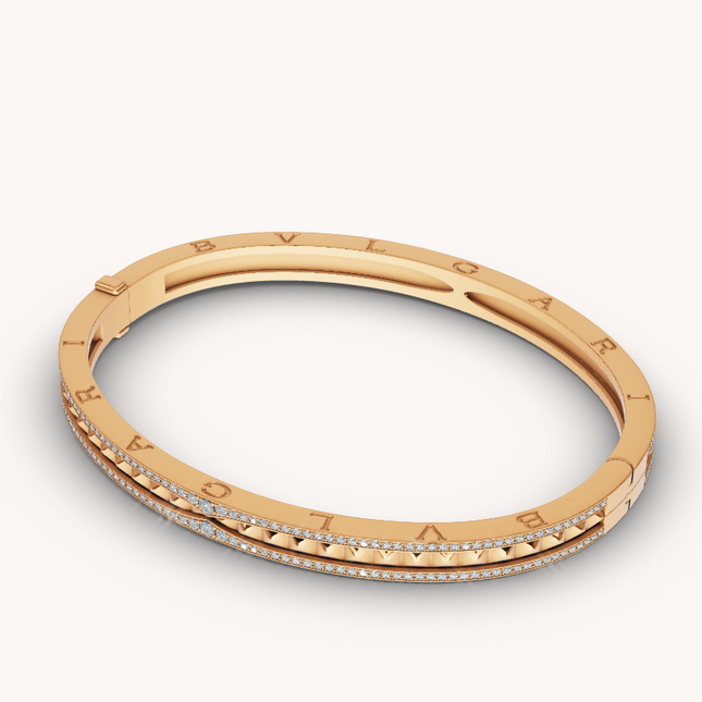 ZERO 1 SPIRAL AND PAVED DIAMOND GOLD BRACELET