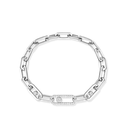 MOVE CHAIN LINK SILVER DIAMOND BRACELET