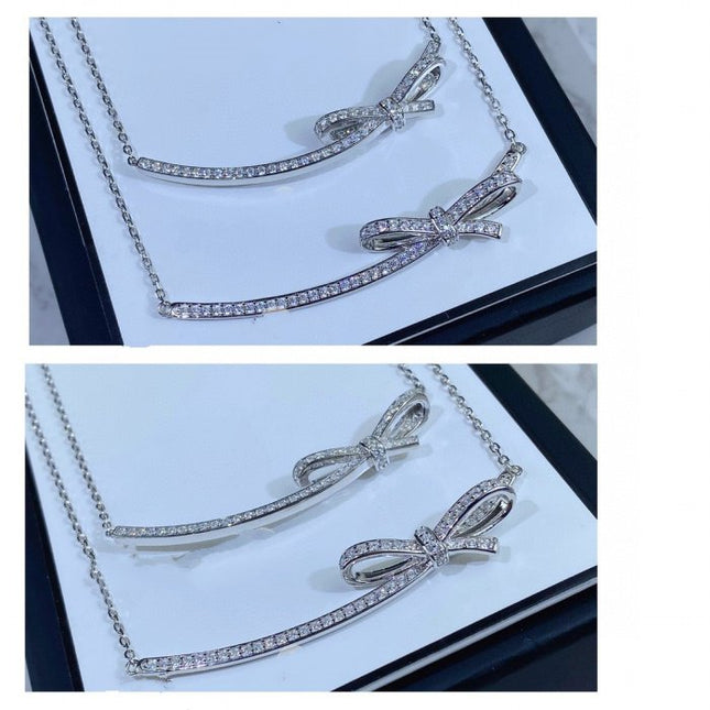 DOUBLE C NECKLACE SILVER DIAMOND