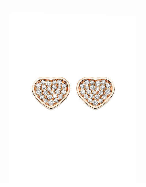 HAPPY HEART EARRINGS PINK GOLD DIAMOND