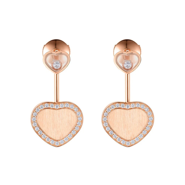 HAPPY HEART PINK MOP EARRINGS DIAMOND