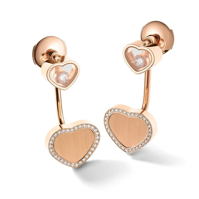 HAPPY HEART PINK MOP EARRINGS DIAMOND