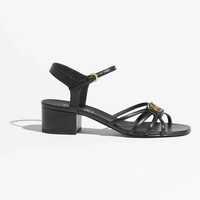 SANDALS 40 MM IN BLACK PATENT LAMBSKIN