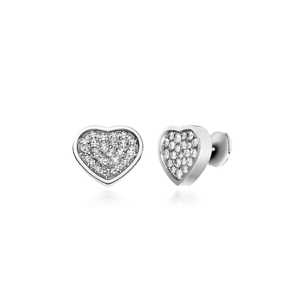 HAPPY HEART EARRINGS SILVER DIAMOND