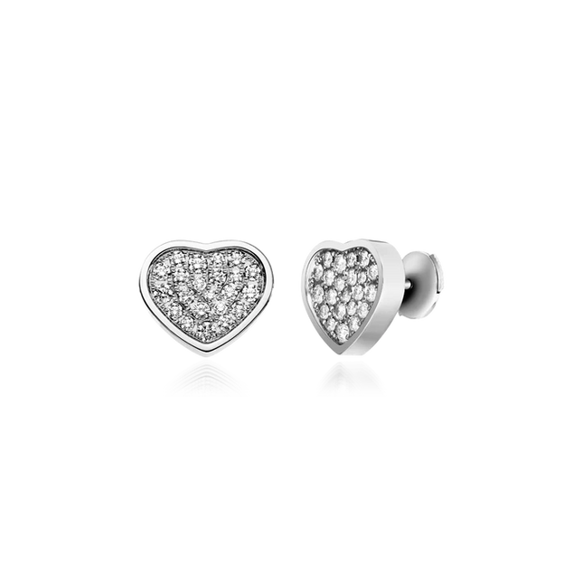 HAPPY HEART EARRINGS SILVER DIAMOND