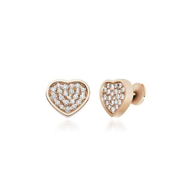 HAPPY HEART EARRINGS PINK GOLD DIAMOND