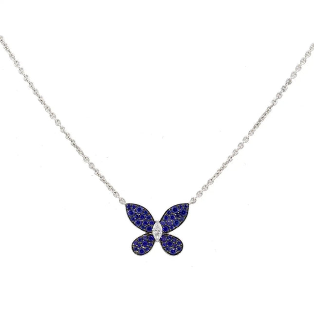 BUTTERFLY BLUE DIAMOND PAVED NECKLACE