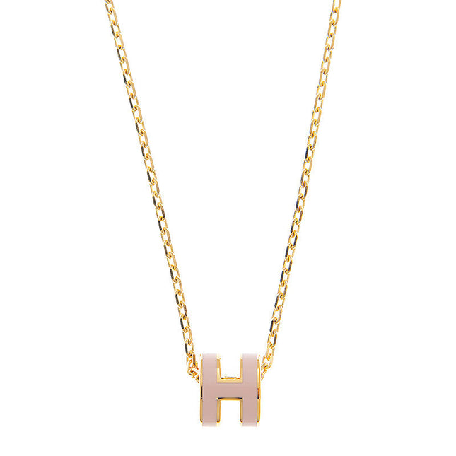 POP H NECKLACE PINK PENDANT GOLD HARDWARE