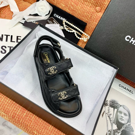 dad sandals black leather