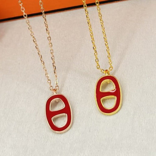 CHAINE SMALL RED NECKLACE GOLD AND PINK GOLD