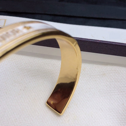 CODE BANGLE GOLD WHITE METAL AND LACQUER BRACELET