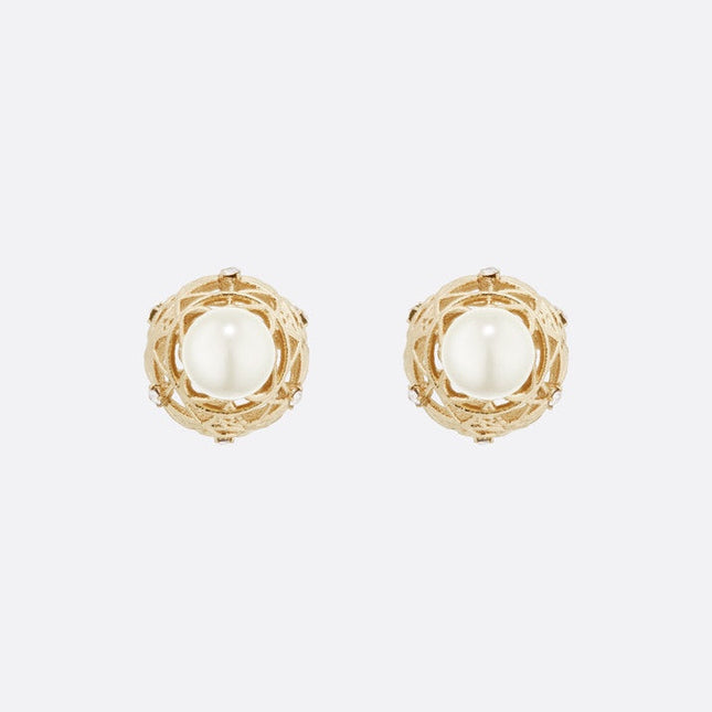 CD TRIBALES PEARL GOLD DIAMOND EARRINGS