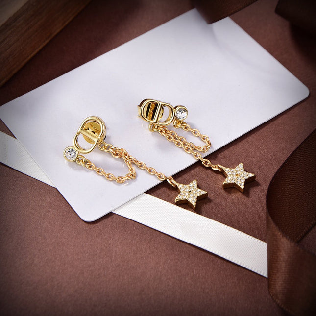 PETIT CD STAR GOLD DIAMOND EARRINGS