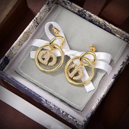 CD DROP GOLD DIAMOND EARRINGS