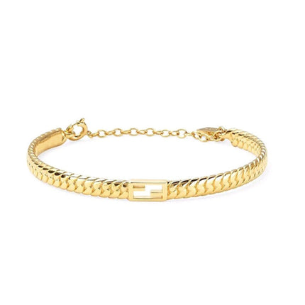 F BAGUETTE LINK CHAIN  GOLD BRACELET