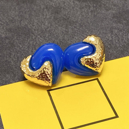 F HEART GOLD BLUE EARRINGS