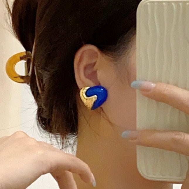 F HEART GOLD BLUE EARRINGS