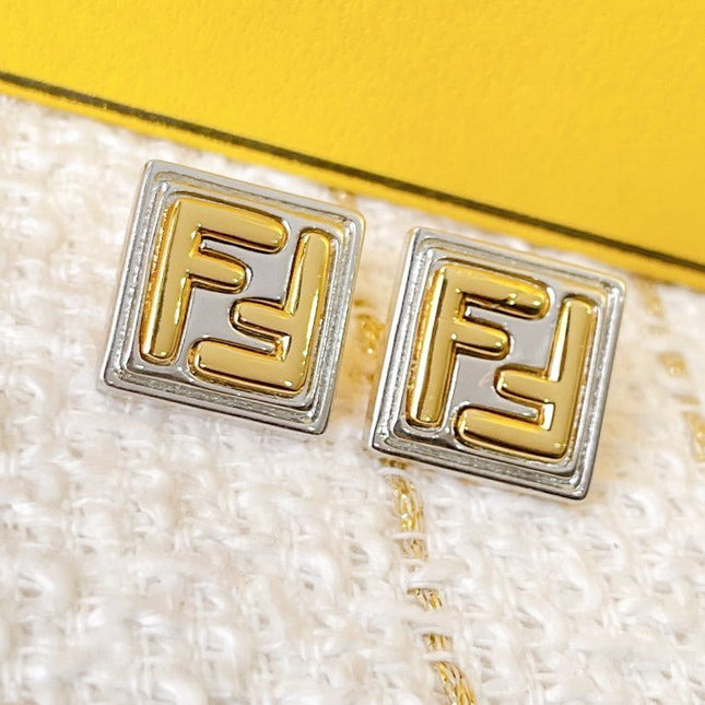 DOUBLE F EARRINGS SILVER GOLD