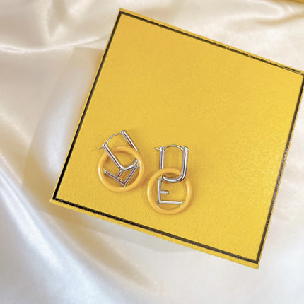 F LOGO SILVER EARRINGS