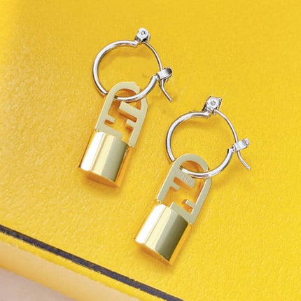 FF BUCKLE SILVER GOLD EARRINGS