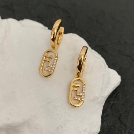 FF HOOP O'LOCK GOLD DIAMOND EARRINGS