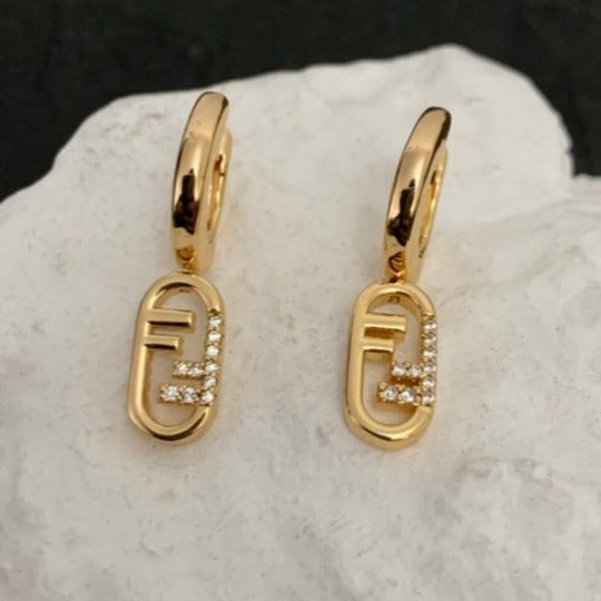 FF HOOP O'LOCK GOLD DIAMOND EARRINGS