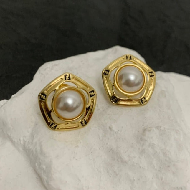 FF PEARL GOLD EARRINGS