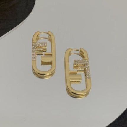 F O'LOCK GOLD DIAMOND EARRINGS