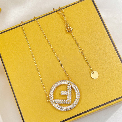 F LOGO NECKLACE GOLD FULL DIAMOND