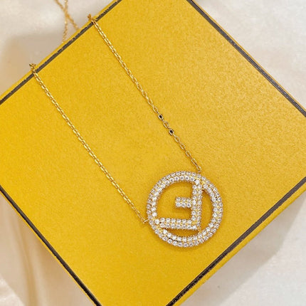 F LOGO NECKLACE GOLD FULL DIAMOND