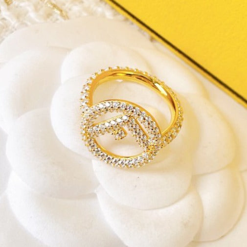 F LOGO GOLD FULL DIAMOND RING