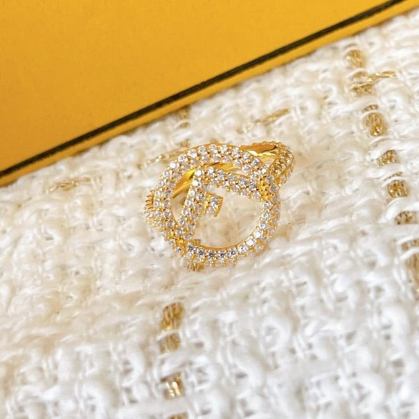 F LOGO GOLD FULL DIAMOND RING