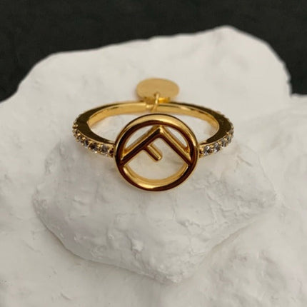 F LOGO GOLD DIAMOND RING