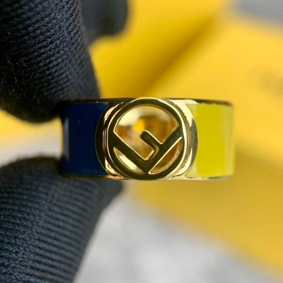 F LOGO GOLD BLUE&YELLOW RING