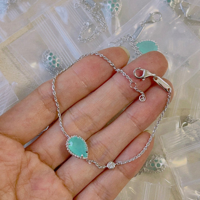 BOHEME AQUAMARINE SILVER CHAIN BRACELET