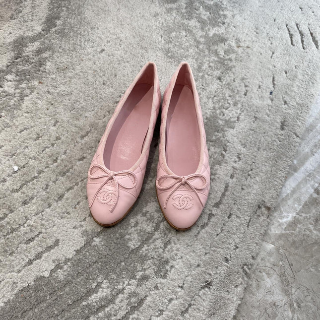 BALLET FLATS PINK QUILTED LAMBSKIN