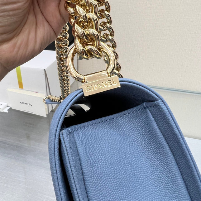 BOY BAG MEDIUM 25 CLOUD BLUE CAVIAR GOLD HARDWARE